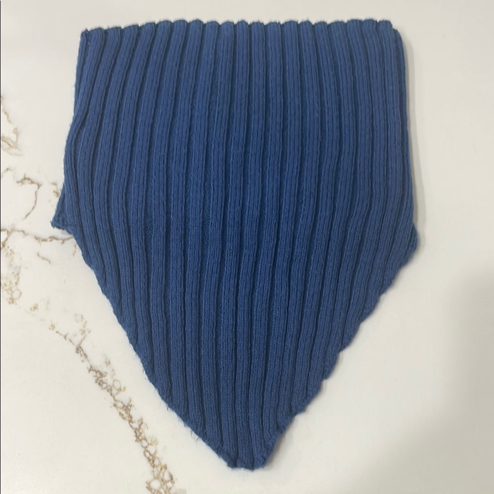 Shein Blue Ribbed Knit Crop Top ~ M 6
